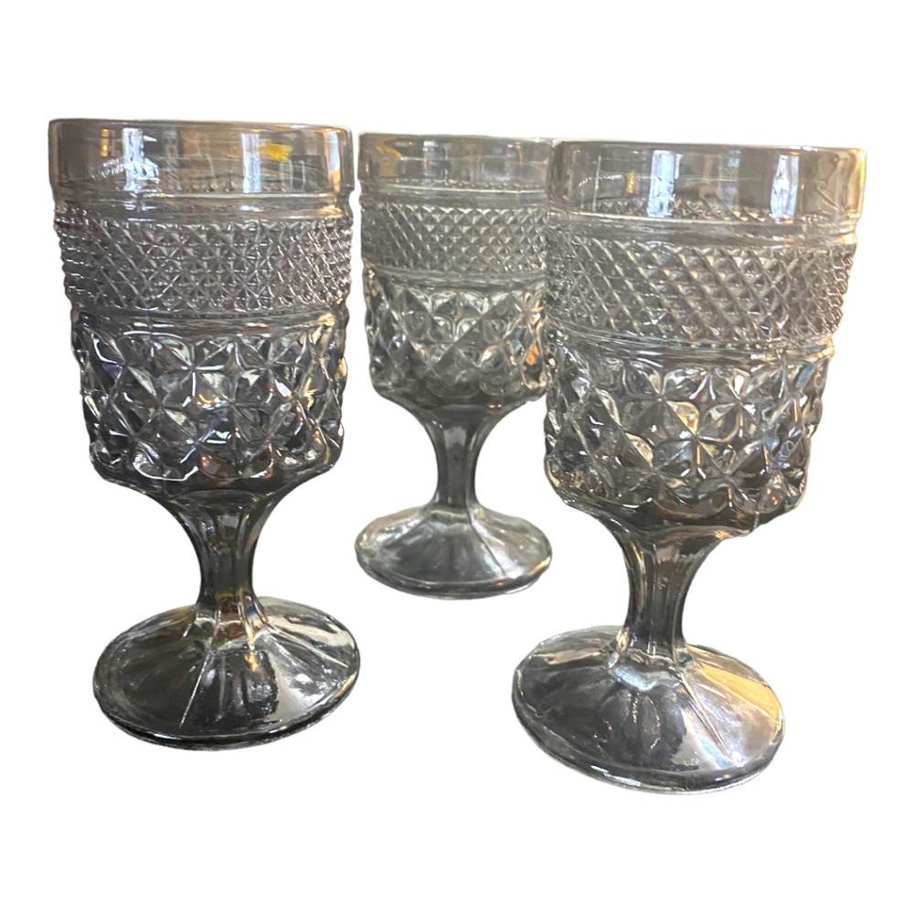 Vintage 3 pc anchor hocking Wexford pewter silver  goblet